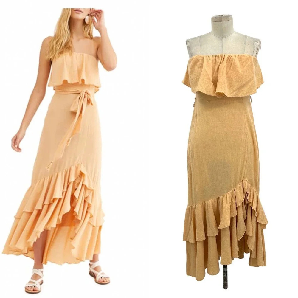 Free People‎ Endless Summer Tavia Strapless Maxi Dress Neutral Size XS